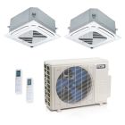 18000 BTU 25.1 SEER2 ACiQ Standard 2-Zone Ceiling Cassette Mini Split System | R454B | 230v - 9+12 - ES-18Z-M3C / ACIQ-09CC-HH-MC / ACIQ-12CC-HH-MC