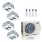 36000 BTU 24 SEER2 ACiQ Standard 4-Zone Ceiling Cassette Mini Split System | R454B | 230v - 12+12+12+12 - ES-36Z-M5C / ACIQ-12CC-HH-MC-4