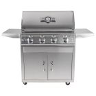 Buck Grill 32" 4 Burner Freestanding 304 Stainless Steel Gas Grill with Portable Cart Lights & Cart for Natural Gas - BG 32BUCKGRILL-NG