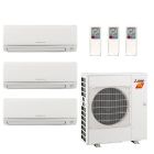 25,000 BTU 19 SEER Mitsubishi Tri Zone  H2i Hyper Heat Pump System 6+6+6