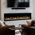 Simplifire 100" Allusion Edge Linear Electric Fireplace with Smart Controls + Remote, Heater, Includes Timber Logs & Embers