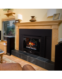 Buck Stove Contemporary 34" Ventless Gas Fireplace Insert with Logs & Blower - NV 344EBLP-CONTMP/NV 344EBNAT-CONTMP