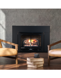 Buck Stove 384 34" Ventless Gas Fireplace Insert with Logs & Blower - NV 3844LP-DOORS/NV 3844NAT-DOORS
