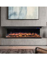 Buck 72" Ember Panorama LED Linear Electric Fireplace with Smart App Control, Remote, 5,000 BTU Heater, Logs & Fireglass Embers for 110/120V - BE L723SLED