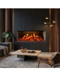 Buck 60" Spectra LCD Holographic Linear Electric Fireplace App & Smart Controlled with Remote, 5,000 BTU Heater, Logs & Fireglass Display for 110/120V - BE L603SLCD