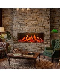 Buck 72" Spectra LCD Holographic Linear Electric Fireplace App & Smart Controlled with Remote, 5,000 BTU Heater, Logs & Fireglass Display for 110/120V - BE L723SLCD