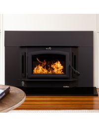Buck Stove 91 EPA Certified Wood Burning Fireplace Insert with Blower & Black Door , Heats up to 3,200 Sq Ft - FP 91
