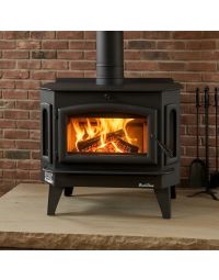 Buck Stove 91 EPA Certified Wood Burning Stove with Blower & Black Door , Heats up to 3,200 Sq Ft - FP 91