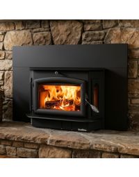 Buck Stove 91 EPA Certified Wood Burning Fireplace Insert with Blower & Black Door , Heats up to 3,200 Sq Ft - FP 91