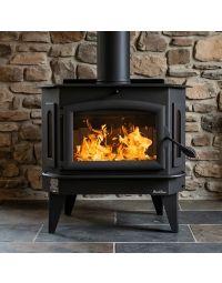 Buck Stove 81 EPA Certified Wood Burning Stove with Blower & Black Door , Heats up to 2,700 Sq Ft - FP 81C
