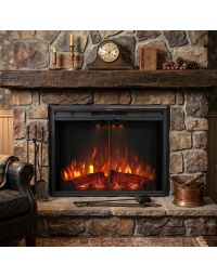 Buck 36" LED Ember Series Electric Fireplace with Remote, 5,000 BTU Heater & Logs for 110/120V - BE L36LED