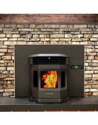 Comfortbilt HP22i-Black Pellet Insert  With Stainless Steel Trim &  Faceplate - Heats Up To 2800 Square Feet