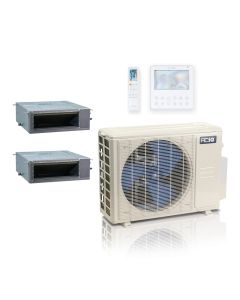 18,000 BTU ACiQ Standard 20 SEER2 Dual Zone Concealed Duct Mini Split Heat Pump System - R454B | 230V - 12 + 12