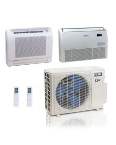 27,000 BTU ACiQ Extreme 23 SEER2 Dual Zone Floor Mount Mini Split Heat Pump System - R454B | 230V - 12 + 18