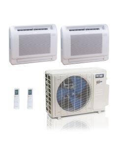 18,000 BTU ACiQ Extreme 25 SEER2 Dual Zone Floor Mount Mini Split Heat Pump System - R454B | 230V - 9 + 9