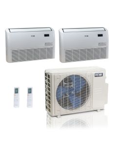 27,000 BTU ACiQ Standard 25 SEER2 Dual Zone Floor Mount Mini Split Heat Pump System - R454B | 230V - 18 + 18