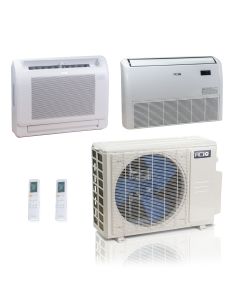 27,000 BTU ACiQ Standard 25 SEER2 Dual Zone Floor Mount Mini Split Heat Pump System - R454B | 230V - 12 + 18