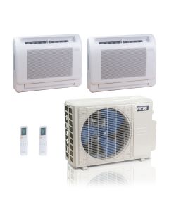 27,000 BTU ACiQ Standard 25 SEER2 Dual Zone Floor Mount Mini Split Heat Pump System - R454B | 230V - 9 + 9