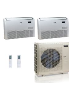48,000 BTU ACiQ Standard 24 SEER2 Dual Zone Floor Mount Mini Split Heat Pump System - R454B | 230V - 18 + 18