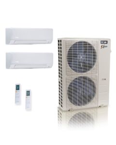 48,000 BTU ACiQ Extreme 23 SEER2 Dual Zone Wall Mount Mini Split Heat Pump System - R454B | 230V - 18 + 24