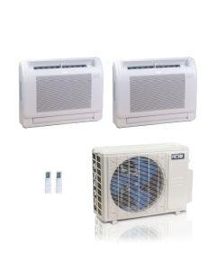18,000 BTU ACiQ Standard 25.1 SEER2 Dual Zone Floor Mount Mini Split Heat Pump System - R454B | 230V - 12 + 12
