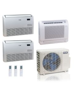 36,000 BTU ACiQ Standard 24 SEER2 Tri Zone Floor Mount Mini Split Heat Pump System - R454B | 230V - 12 + 18 + 18