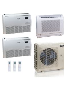 48,000 BTU ACiQ Standard 24 SEER2 Tri Zone Floor Mount Mini Split Heat Pump System - R454B | 230V - 12 + 18 + 24