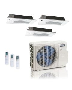18,000 BTU ACiQ Extreme 25 SEER2 Tri Zone Slim Ceiling Casette Mini Split Heat Pump System - R454B | 230V - 6 + 6 + 6