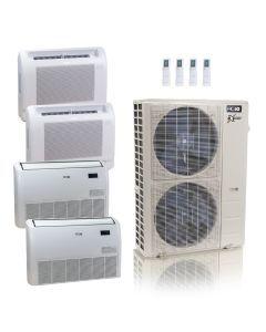 48,000 BTU ACiQ Extreme 23 SEER2 Quad Zone Floor Mount Mini Split Heat Pump System - R454B | 230V - 12 + 12 + 18 + 18