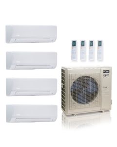 36,000 BTU ACiQ Extreme 23 SEER2 Quad Zone Wall Mount Mini Split Heat Pump System - R454B | 230V - 6 + 6 + 9 + 9