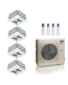 36,000 BTU ACiQ Extreme 23 SEER2 Quad Zone Ceiling Cassette Mini Split Heat Pump System - R454B | 230V - 12 + 12 + 12 + 12