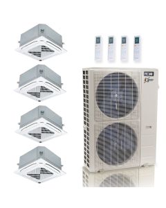 48,000 BTU ACiQ Extreme 23 SEER2 Quad Zone Ceiling Cassette Mini Split Heat Pump System - R454B | 230V - 9 + 12 + 12 + 24