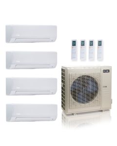 55,000 BTU ACiQ Standard 22 SEER2 Quad Zone Wall Mount Mini Split Heat Pump System - R454B | 230V - 9 + 12 + 12 + 12