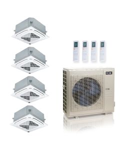 55,000 BTU ACiQ Standard 22 SEER2 Quad Zone Ceiling Cassette Mini Split Heat Pump System - R454B | 230V - 9 + 12 + 12 + 24