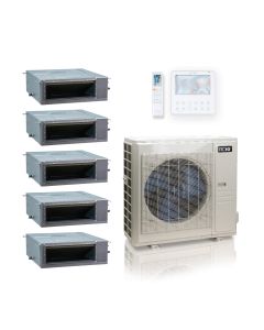 55,000 BTU ACiQ Standard 18 SEER2 Five Zone Concealed Duct Mini Split Heat Pump System - R454B | 230V - 12 + 12 + 12 + 12 + 12