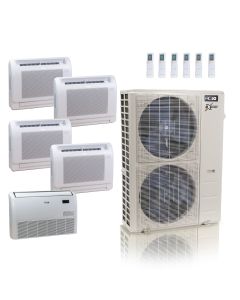 48,000 BTU ACiQ Extreme 23 SEER2 Five Zone Floor Mount Mini Split Heat Pump System - R454B | 230V - 9 + 9 + 9 + 9 + 24