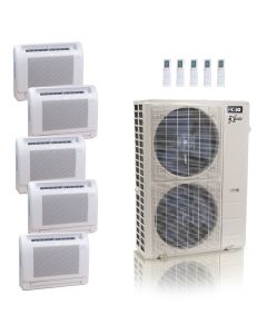 48,000 BTU ACiQ Extreme 23 SEER2 Five Zone Floor Mount Mini Split Heat Pump System - R454B | 230V - 9 + 9 + 12 + 12 + 12