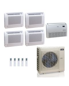 55,000 BTU ACiQ Standard 22 SEER2 Five Zone Floor Mount Mini Split Heat Pump System - R454B | 230V - 9 + 9 + 9 + 9 + 24