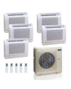 55,000 BTU ACiQ Standard 22 SEER2 Five Zone Floor Mount Mini Split Heat Pump System - R454B | 230V - 9 + 9 + 12 + 12 + 12