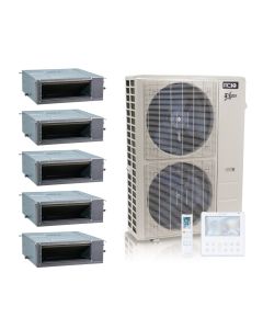 48,000 BTU ACiQ Extreme 20.4 SEER2 Five Zone Concealed Duct Mini Split Heat Pump System - R454B | 230V - 12 + 12 + 12 + 12 + 12