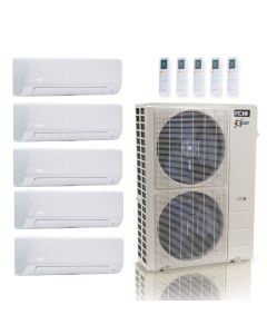 48,000 BTU ACiQ Extreme 23 SEER2 Five Zone Wall Mount Mini Split Heat Pump System - R454B | 230V - 6 + 6 + 6 + 9 + 18