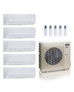 36,000 BTU ACiQ Extreme 23 SEER2 Five Zone Wall Mount Mini Split Heat Pump System - R454B | 230V - 6 + 6 + 6 + 9 + 18