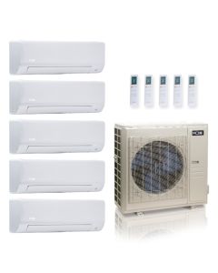 48,000 BTU ACiQ Standard 24 SEER2 Five Zone Wall Mount Mini Split Heat Pump System - R454B | 230V - 6 + 6 + 6 + 9 + 18