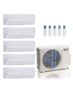 36,000 BTU ACiQ Standard 24 SEER2 Five Zone Wall Mount Mini Split Heat Pump System - R454B | 230V - 6 + 6 + 6 + 9 + 18