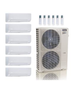 48,000 BTU ACiQ Extreme 23 SEER2 Six Zone Wall Mount Mini Split Heat Pump System - R454B | 230V - 6 + 6 + 6 + 6 + 12 + 18