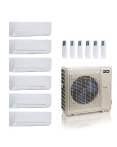 55,000 BTU ACiQ Standard 22 SEER2 Six Zone Wall Mount Mini Split Heat Pump System - R454B | 230V - 6 + 6 + 6 + 6 + 12 + 18