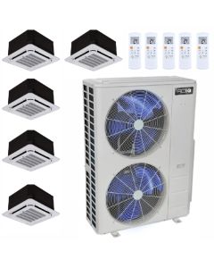 55,000 BTU 22 SEER2  ACiQ 5-Zone Ceiling Cassette Mini Split System - 9+9+12+12+12
