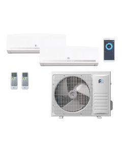 18,000 BTU Perfect Aire DIY 22 SEER Dual Zone Wall Mounted Mini Split Heat Pump System - R410AR32 | 230V - 12 + 12