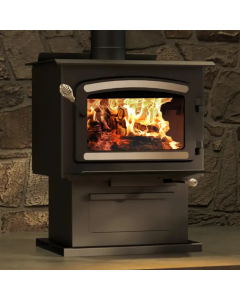 Drolet Fox Small EPA Certified Wood Burning Stove with Black Door