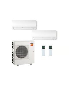 20,000 BTU Mitsubishi FX-Series 19.3 SEER2 Dual Zone Wall Mounted Mini Split Hyper Heat Pump System - R454B | 9 + 9